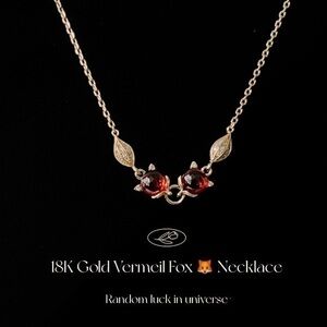 18K Gold Vermeil Fox 🦊  Red Agate Necklace